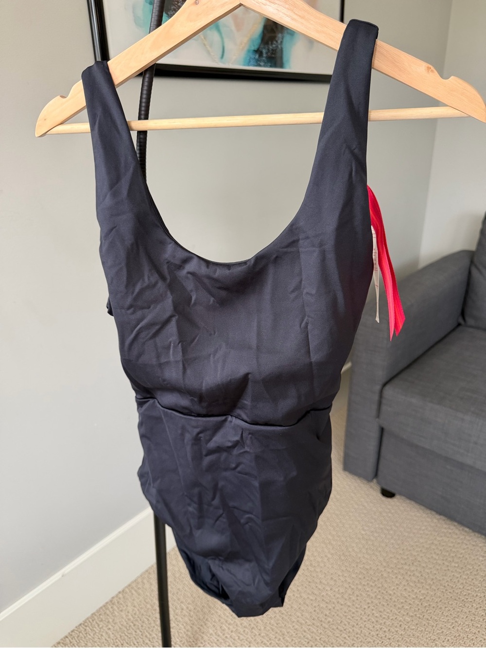 Left On Friday Black Double Scoop One-Piece Swimsuit (Tall)